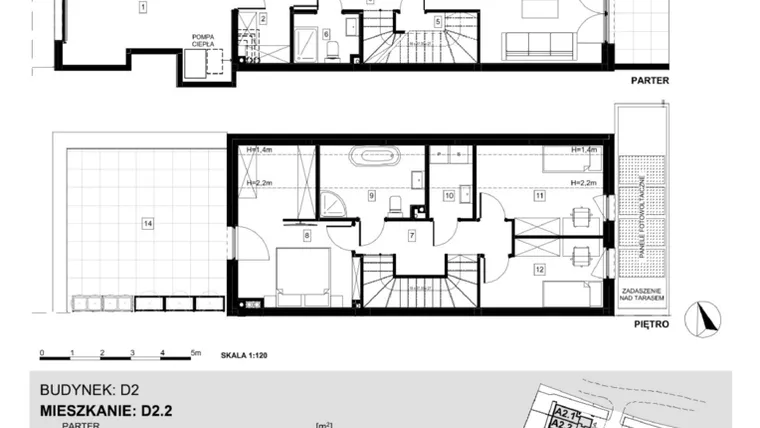 Rzut - Dom na sprzedaż 4 pokoje o powierzchni 122,41 m² - numer D2.2 w Ville Przy Białej