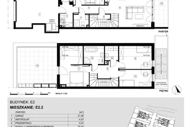 Rzut - Dom na sprzedaż 4 pokoje o powierzchni 123,1 m² - numer E2.2 w Ville Przy Białej