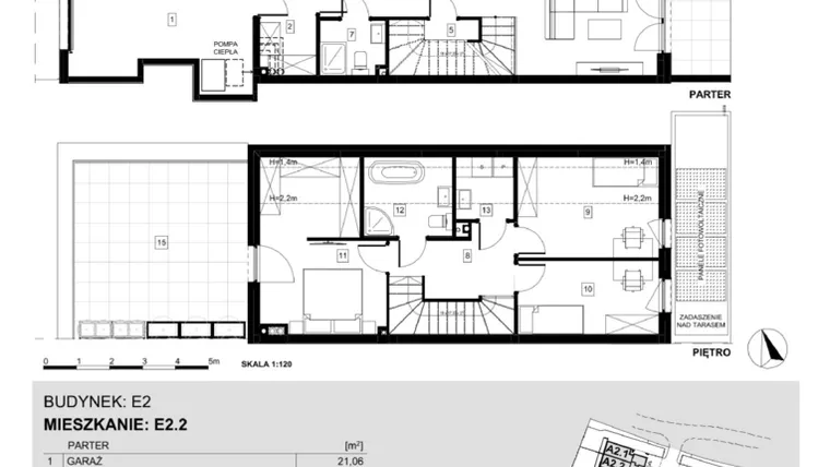 Rzut - Dom na sprzedaż 4 pokoje o powierzchni 123,1 m² - numer E2.2 w Ville Przy Białej