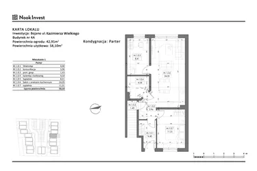 Rzut - Mieszkanie na sprzedaż 3 pokoje o powierzchni 58,1 m² - numer 4A w Bojano, ul. Kazimierza Wielkiego