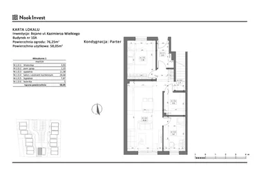 Rzut - Mieszkanie na sprzedaż 3 pokoje o powierzchni 58,05 m² - numer 10A w Bojano, ul. Kazimierza Wielkiego