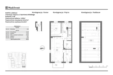 Rzut - Mieszkanie na sprzedaż 3 pokoje o powierzchni 61,62 m² - numer 8B w Bojano, ul. Kazimierza Wielkiego