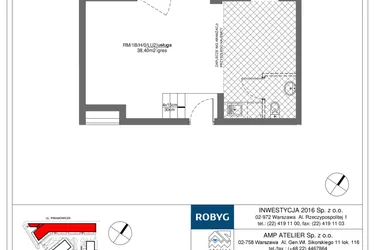 Rzut - Lokal użytkowy na sprzedaż 1 pokój o powierzchni 38,4 m² - numer RM/1B/H/0/LU2 w Rytm Mokotowa - etap 1B