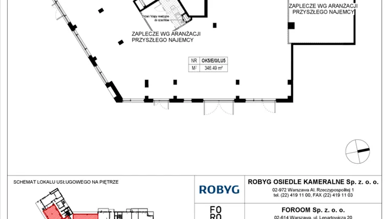 Rzut - Lokal użytkowy na sprzedaż 1 pokój o powierzchni 346,49 m² - numer OK5/E/0/LU5 w Osiedle Kameralne