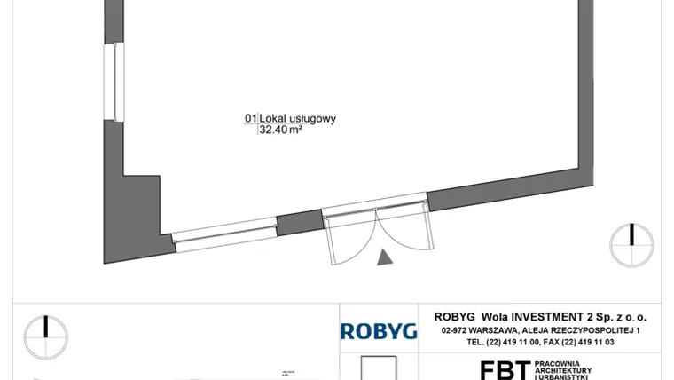 Rzut - Lokal użytkowy na sprzedaż 1 pokój o powierzchni 47,02 m² - numer SU1/A/0/LU1 w Sady Ursynów