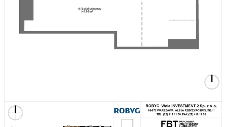 Rzut - Lokal użytkowy na sprzedaż 1 pokój o powierzchni 65,72 m² - numer SU1/B/0/LU2 w Sady Ursynów