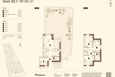 Rzut - Mieszkanie na sprzedaż 5 pokoi o powierzchni 87,09 m² - numer 03.1 w Bukowa