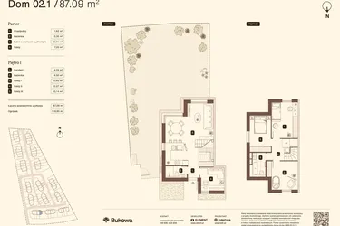 Rzut - Mieszkanie na sprzedaż 5 pokoi o powierzchni 87,09 m² - numer 02.1 w Bukowa