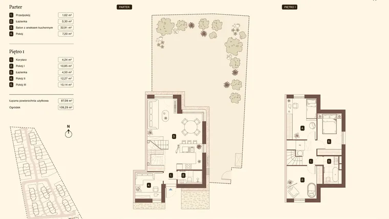 Rzut - Mieszkanie na sprzedaż 5 pokoi o powierzchni 87,09 m² - numer 05.1 w Bukowa