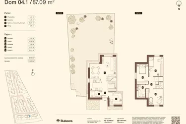Rzut - Mieszkanie na sprzedaż 5 pokoi o powierzchni 87,09 m² - numer 04.1 w Bukowa
