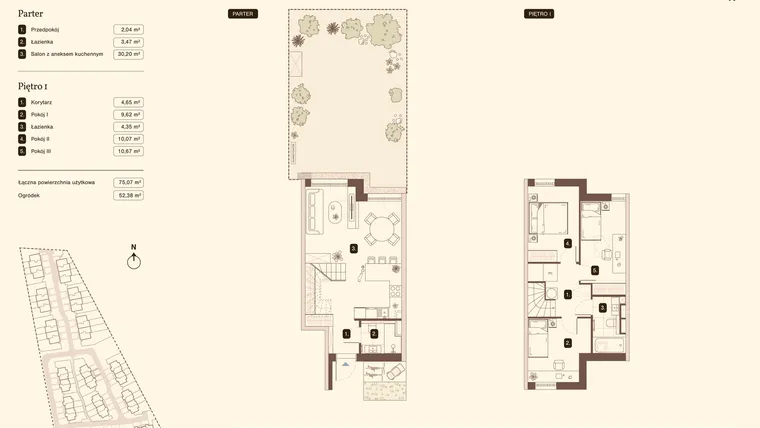 Rzut - Mieszkanie na sprzedaż 4 pokoje o powierzchni 75,07 m² - numer 02.2 w Bukowa