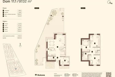 Rzut - Mieszkanie na sprzedaż 5 pokoi o powierzchni 97,02 m² - numer 11.1 w Bukowa