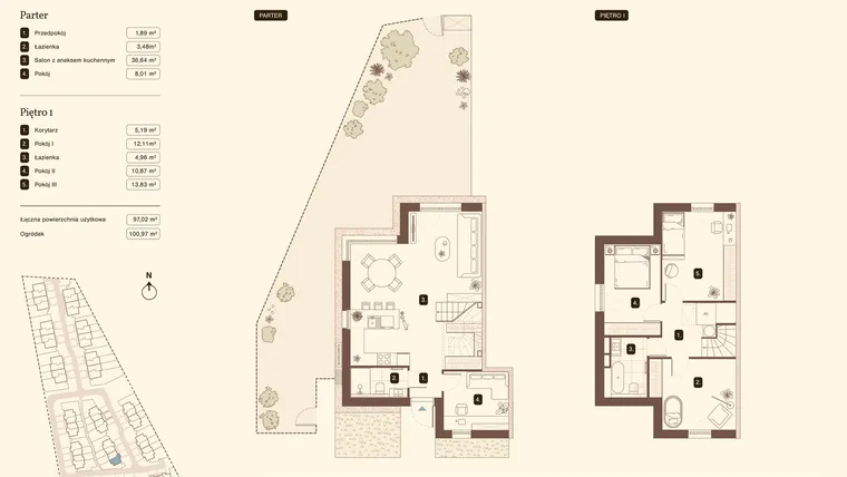 Rzut - Mieszkanie na sprzedaż 5 pokoi o powierzchni 97,02 m² - numer 11.1 w Bukowa