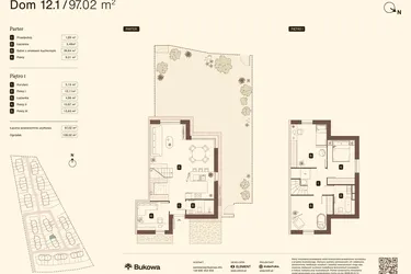 Rzut - Mieszkanie na sprzedaż 5 pokoi o powierzchni 97,02 m² - numer 12.1 w Bukowa