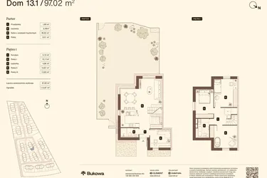Rzut - Mieszkanie na sprzedaż 5 pokoi o powierzchni 97,02 m² - numer 13.1 w Bukowa