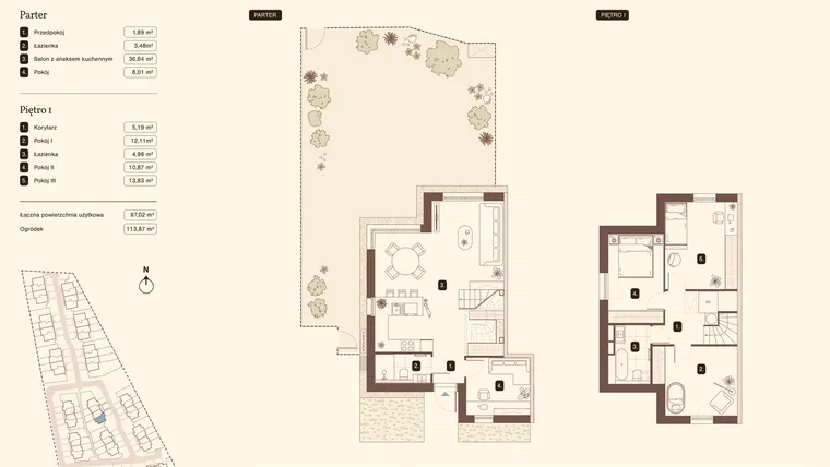 Rzut - Mieszkanie na sprzedaż 5 pokoi o powierzchni 97,02 m² - numer 13.1 w Bukowa