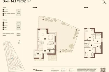 Rzut - Mieszkanie na sprzedaż 5 pokoi o powierzchni 97,02 m² - numer 14.1 w Bukowa
