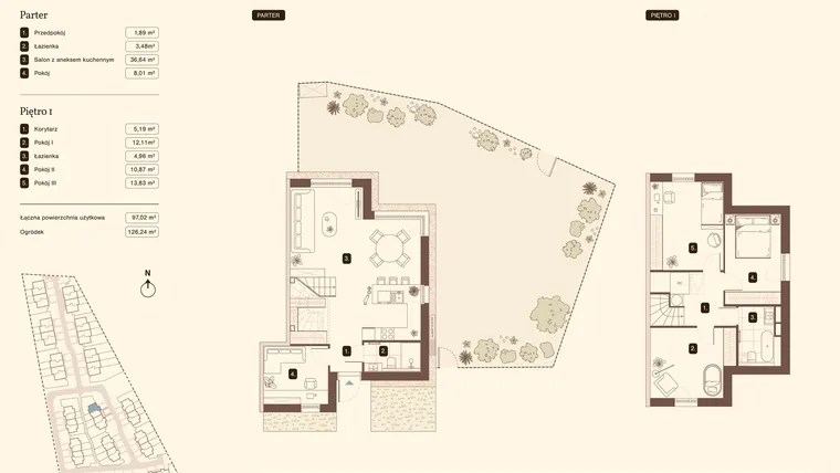 Rzut - Mieszkanie na sprzedaż 5 pokoi o powierzchni 97,02 m² - numer 14.1 w Bukowa
