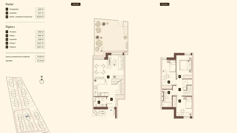 Rzut - Mieszkanie na sprzedaż 4 pokoje o powierzchni 75,02 m² - numer 14.2 w Bukowa