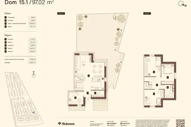Rzut - Mieszkanie na sprzedaż 5 pokoi o powierzchni 97,02 m² - numer 15.1 w Bukowa