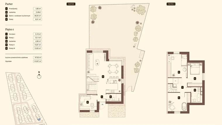 Rzut - Mieszkanie na sprzedaż 5 pokoi o powierzchni 97,02 m² - numer 15.1 w Bukowa