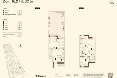 Rzut - Mieszkanie na sprzedaż 4 pokoje o powierzchni 75,02 m² - numer 16.2 w Bukowa