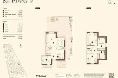 Rzut - Mieszkanie na sprzedaż 5 pokoi o powierzchni 97,02 m² - numer 17.1 w Bukowa