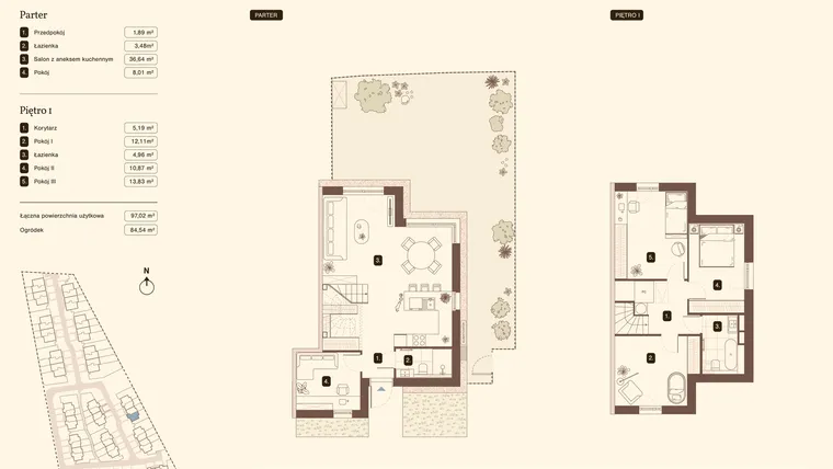 Rzut - Mieszkanie na sprzedaż 5 pokoi o powierzchni 97,02 m² - numer 17.1 w Bukowa