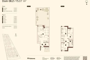 Rzut - Mieszkanie na sprzedaż 4 pokoje o powierzchni 75,07 m² - numer 06.2 w Bukowa