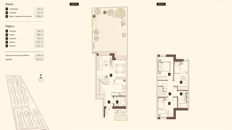 Rzut - Mieszkanie na sprzedaż 4 pokoje o powierzchni 75,07 m² - numer 06.2 w Bukowa
