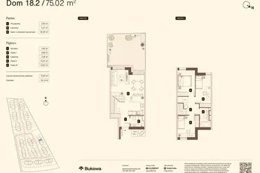 Rzut - Mieszkanie na sprzedaż 4 pokoje o powierzchni 75,02 m² - numer 18.2 w Bukowa
