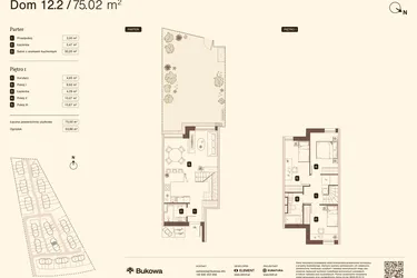 Rzut - Mieszkanie na sprzedaż 4 pokoje o powierzchni 75,02 m² - numer 12.2 w Bukowa