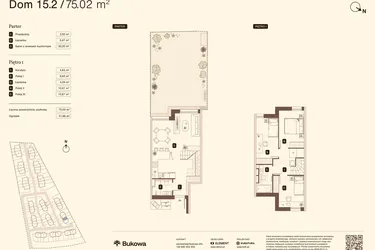 Rzut - Mieszkanie na sprzedaż 4 pokoje o powierzchni 75,02 m² - numer 15.2 w Bukowa