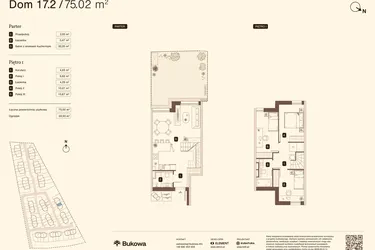 Rzut - Mieszkanie na sprzedaż 4 pokoje o powierzchni 75,02 m² - numer 17.2 w Bukowa