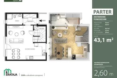 Rzut - Dom na sprzedaż 4 pokoje o powierzchni 87,44 m² - numer 36 w Osiedle Domy Rataja