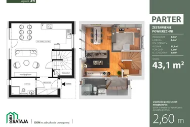 Rzut - Dom na sprzedaż 4 pokoje o powierzchni 87,62 m² - numer 34 w Osiedle Domy Rataja