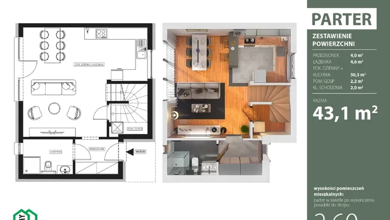 Rzut - Dom na sprzedaż 4 pokoje o powierzchni 87,62 m² - numer 34 w Osiedle Domy Rataja