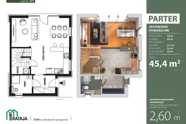 Rzut - Dom na sprzedaż 4 pokoje o powierzchni 92,23 m² - numer 37 w Osiedle Domy Rataja