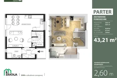 Rzut - Dom na sprzedaż 4 pokoje o powierzchni 87,52 m² - numer 44 w Osiedle Domy Rataja