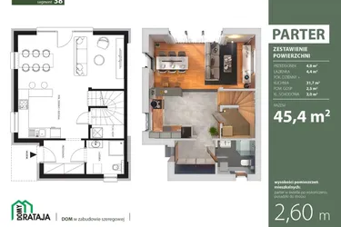 Rzut - Dom na sprzedaż 4 pokoje o powierzchni 92,09 m² - numer 38 w Osiedle Domy Rataja