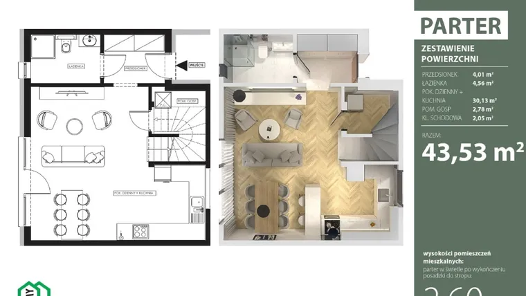 Rzut - Dom na sprzedaż 4 pokoje o powierzchni 87,83 m² - numer 47 w Osiedle Domy Rataja