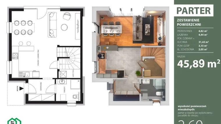 Rzut - Dom na sprzedaż 4 pokoje o powierzchni 92,23 m² - numer 50 w Osiedle Domy Rataja