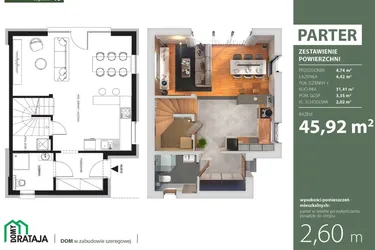 Rzut - Dom na sprzedaż 4 pokoje o powierzchni 92,49 m² - numer 49 w Osiedle Domy Rataja