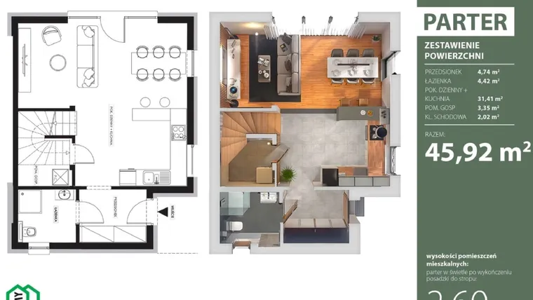 Rzut - Dom na sprzedaż 4 pokoje o powierzchni 92,49 m² - numer 49 w Osiedle Domy Rataja