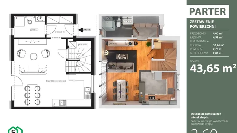 Rzut - Dom na sprzedaż 4 pokoje o powierzchni 87,99 m² - numer 52 w Osiedle Domy Rataja