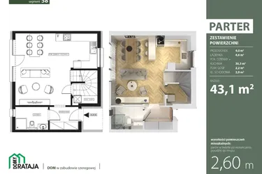 Rzut - Dom na sprzedaż 4 pokoje o powierzchni 87,78 m² - numer 58 w Osiedle Domy Rataja