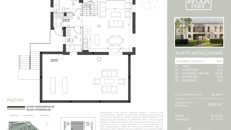 Rzut - Dom na sprzedaż 5 pokoi o powierzchni 99,24 m² - numer 4A2 w Nova Wola Park II