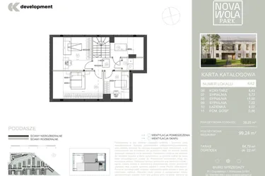 Rzut - Dom na sprzedaż 5 pokoi o powierzchni 99,24 m² - numer 6A2 w Nova Wola Park II