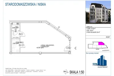 Rzut - Lokal użytkowy na sprzedaż 1 pokój o powierzchni 49,2 m² - numer L5 w Kamienica przy ul. Starodomaszowskiej