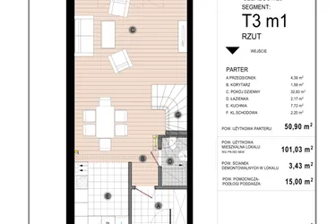 Rzut - Dom na sprzedaż 4 pokoje o powierzchni 101,03 m² - numer T/5 w Osiedle Natura - Bud. T